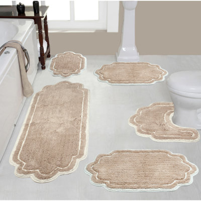 Tapis pour salle de bain 100% coton Allure - lavable à la machine, séchage rapide, absorbant - ensemble de 5 pièces