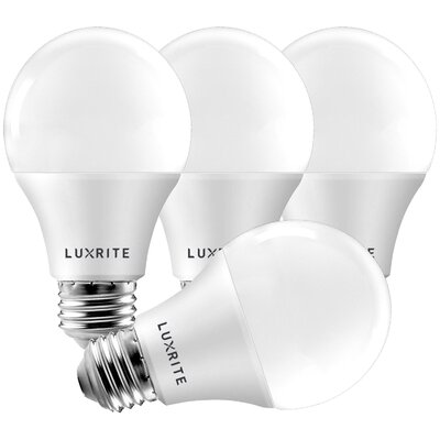 9 Watt (60 Watt Equivalent), A19 LED,Â Dimmable Light Bulb, (3500K) E26/Medium (Standard) Base -  Luxrite, LR21424-4PK