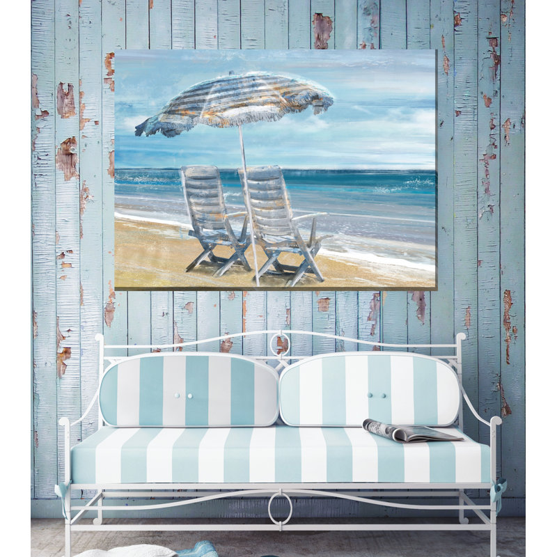 Waters Edge Beach Scene UV-Protected Canvas Art 40"x30"