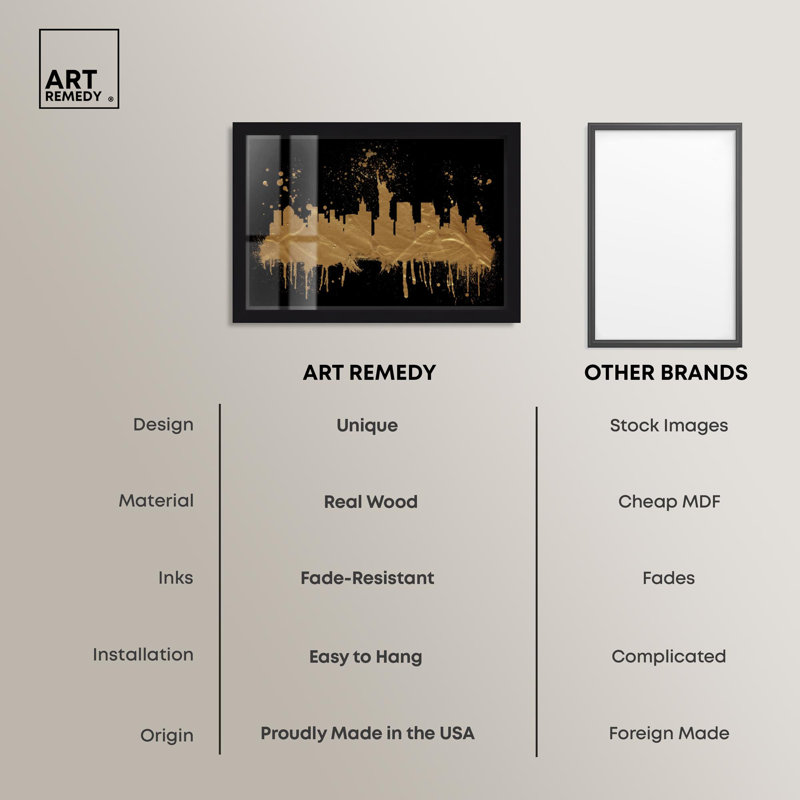 Glamour City Lights Set Shadowbox, décoration murale abstraite par Art Remedy, H 11 po x l 16 po, Noir