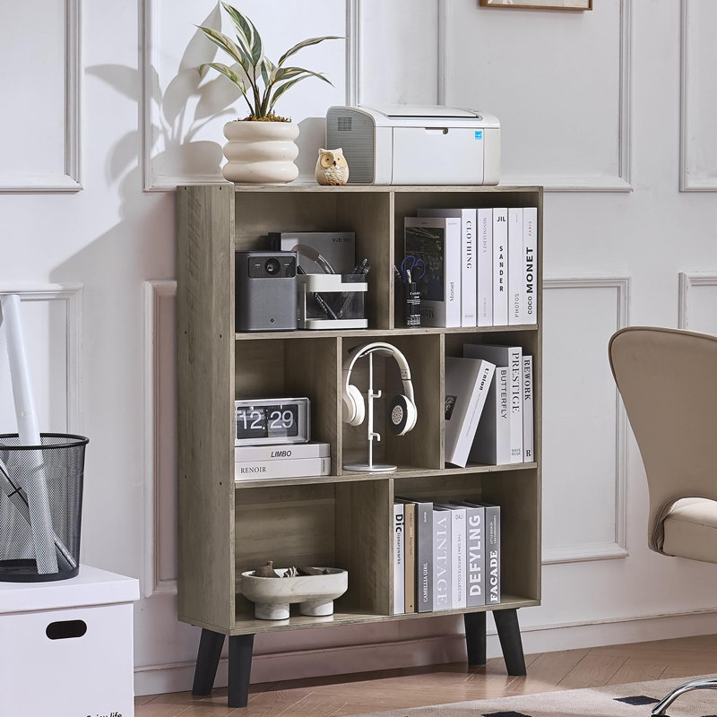 3-Tier Freestanding Open Cube Bookshelf, Retro Gray