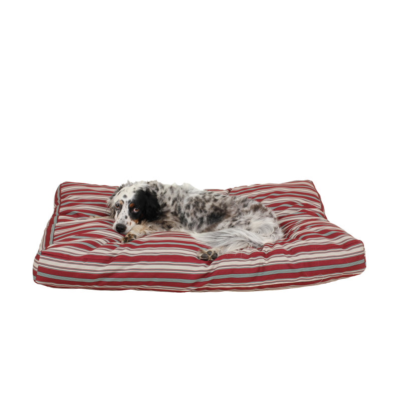 Medium Red Striped Polyester Outdoor Pet Bed