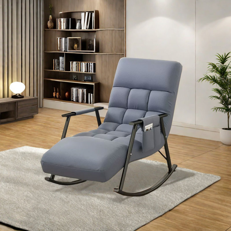 Chaise berçante réglable ergonomique en métal, Noir, Violet bleuté