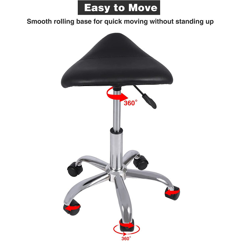 Lamel Adjustable Height Ergonomic Lab Stool with Footring Wheels