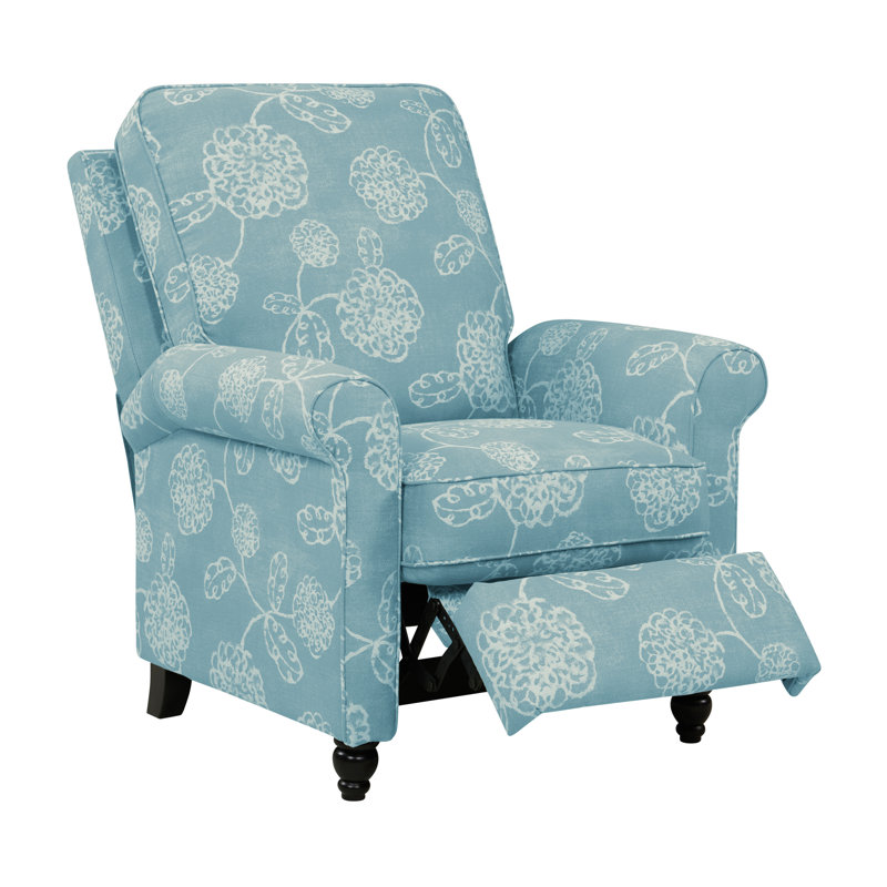 Leni Upholstered Recliner, Sky Blue Floral