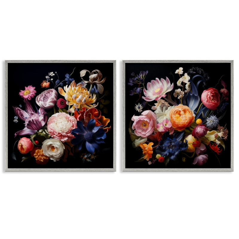 «Exquis Floral Arrangement», ensemble de 2 giclées encadrées par Lazar Studio, Estampe numérique Farmhouse, H 17 po x l 17 po