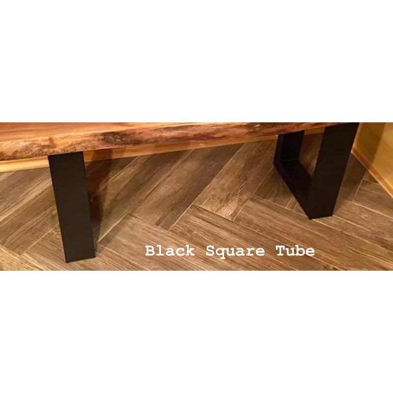 Table basse personnalisable en bois franc d'érable, Tube carré noir en métal - 16 po, 24", 30"