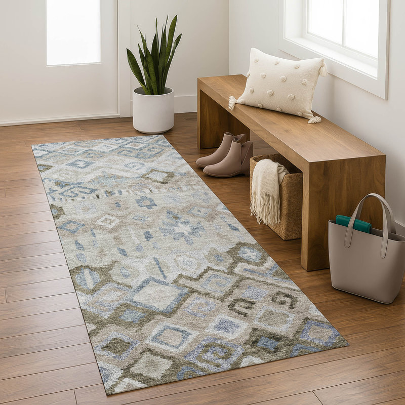 Premium Machine Washable Mayfield AMF2303 Casual Rug, 2'3" x 7'6" Runner, Beige