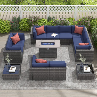 Bult Wicker 10 - Person Modular Patio Conversation Sets with Cushions