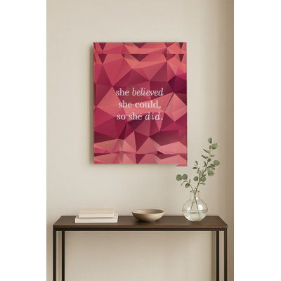 She Believed She Could, So She Did — Distressed Chalkboard — Portrait Metal Wall Art