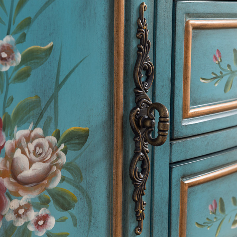 Rustic Corner Cabinet with Vintage Handles