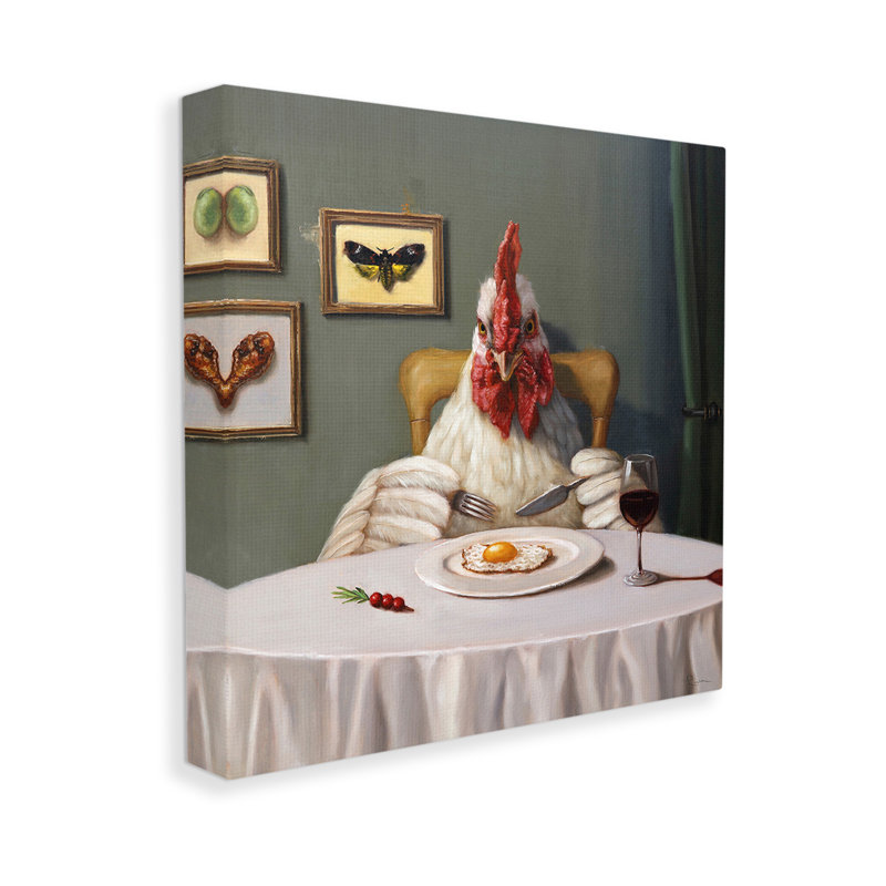 «Chicken & Egg Dinner», art mural sur toile par Lucia Heffernan, H 30 po x l 30 po