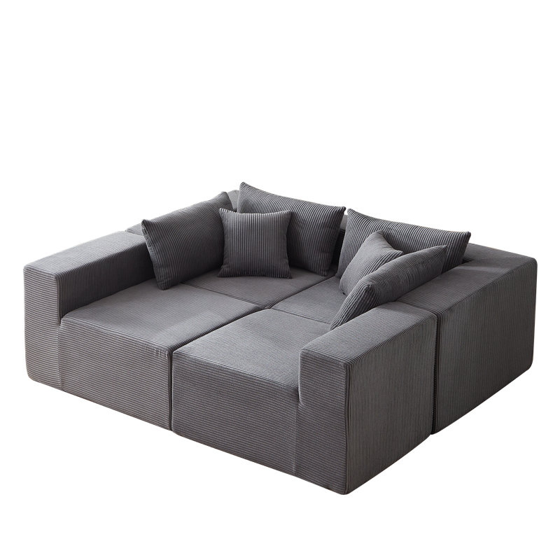 Boneless Riaan Modular Sectional Sofa, Gray Corduroy