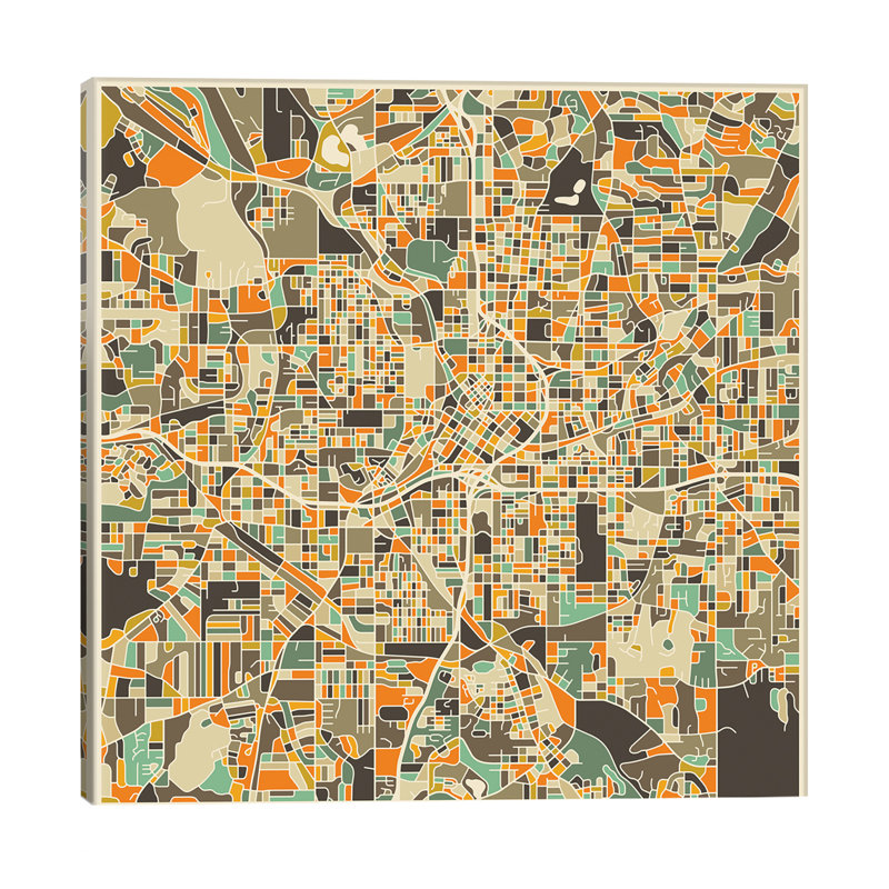 Abstract City Map Of Atlanta by Jazzberry Blue - Wrapped Canvas Print, 45.72 cm H x 45.72 cm W x 1.91 cm D, Wrapped Canvas