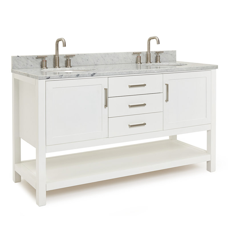 Bayhill 73'' W Double Vanity, 61", White, Oval