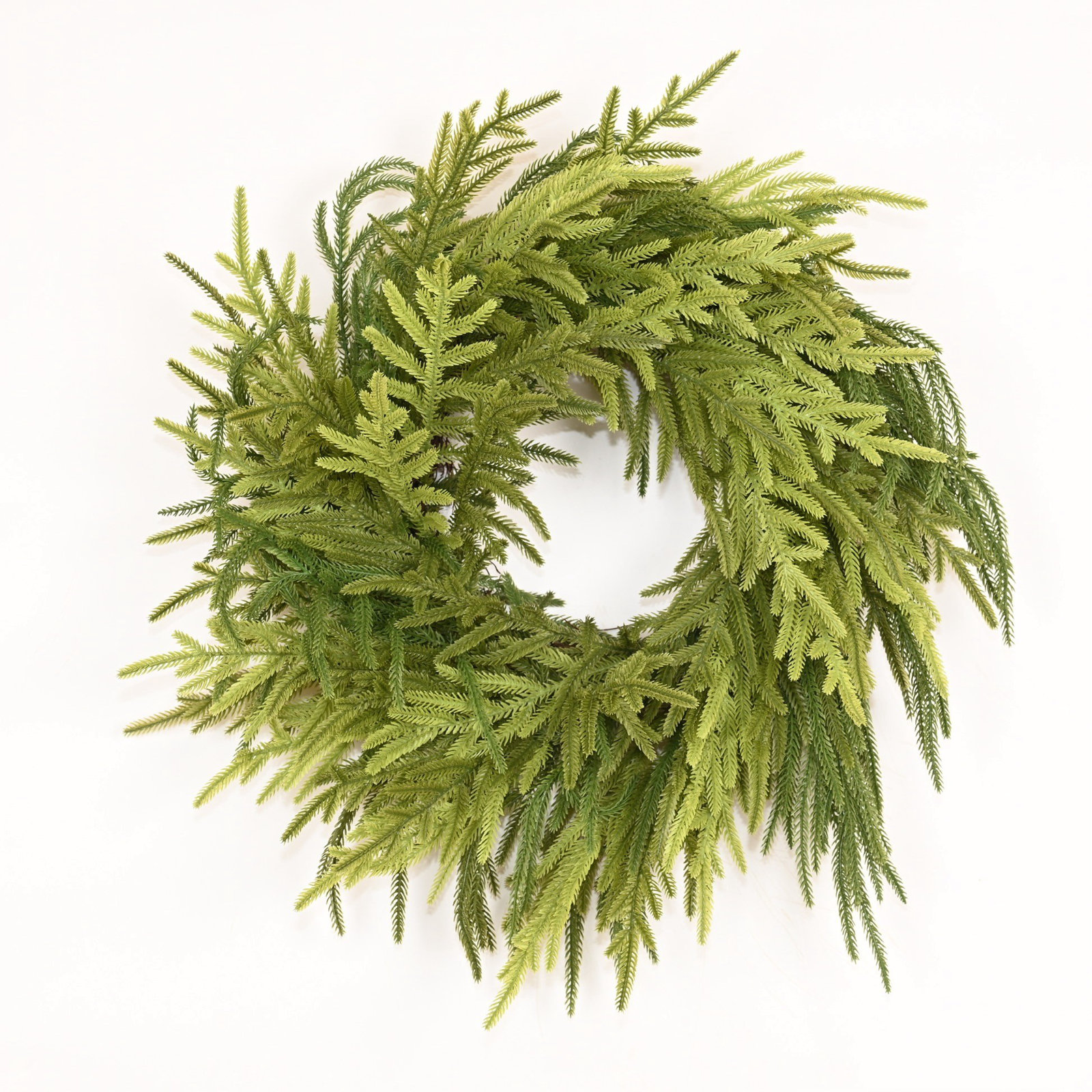 22" Artificial Farmhouse Thanksgiving Christmas Day Greenery Norfolk Island Pine Fall Winter Wreath For Front Door