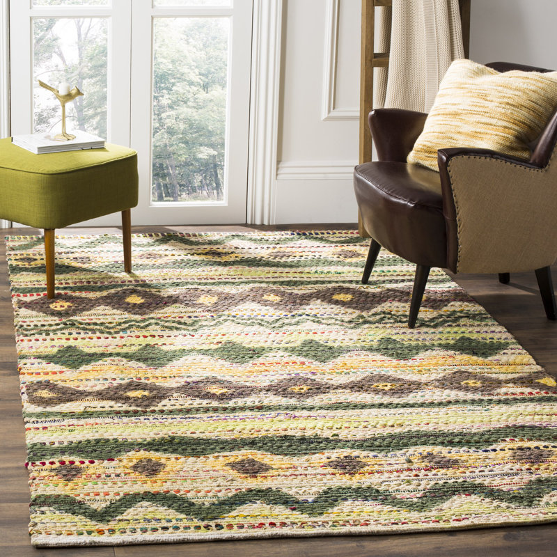 Burrell Hand Loomed Cotton Ikat Rug, Rectangle 8' x 10'