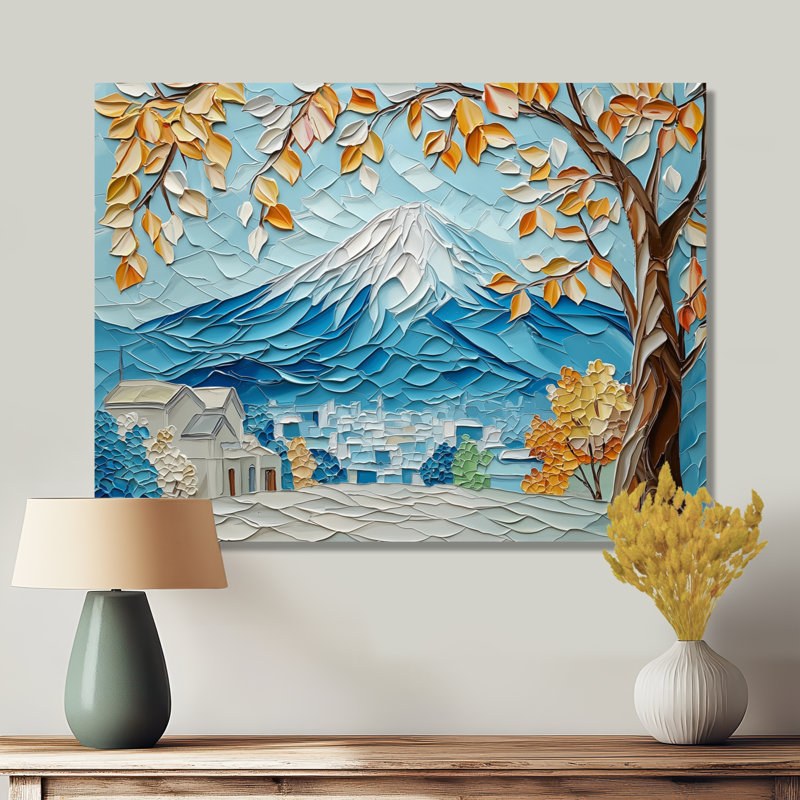 Abstrait, mont Fuji au Japon II - art mural en métal, impression industrielle, H 12 po x l 20 po