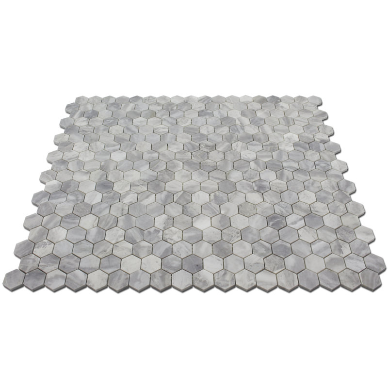 MOSAIQUE MONDAQUE DE 2 po HONED, Blanc / Gris