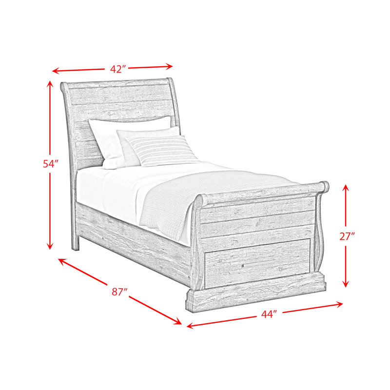 Genuta Sleigh Storage 3PC Bedroom Set In Charcoal, Twin