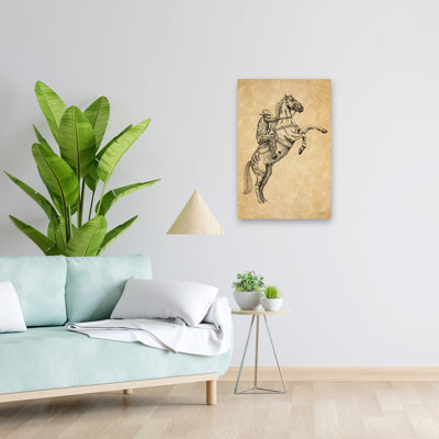 «Cowboy on Horse II», dessin rétro d'un cowboy