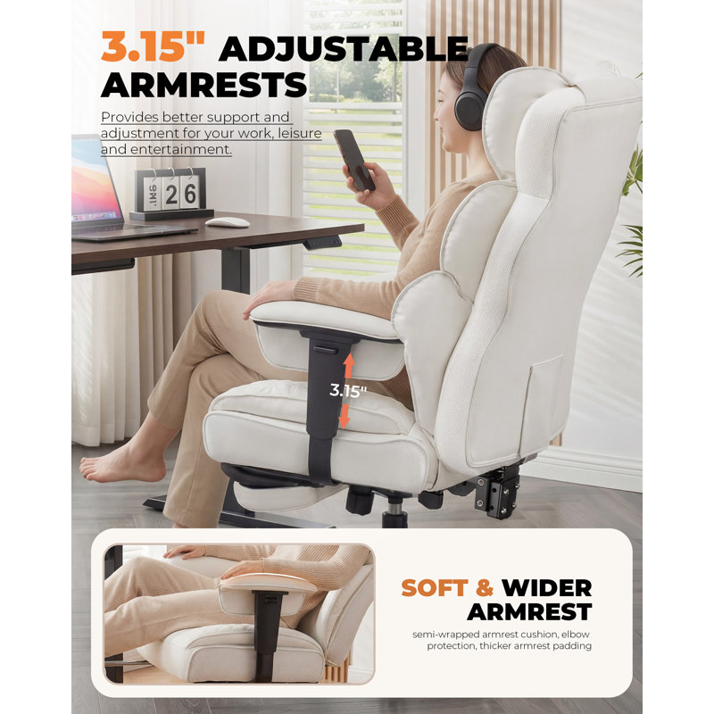 COMHOMA Adjustable Height PC & Racing Game Chair, White