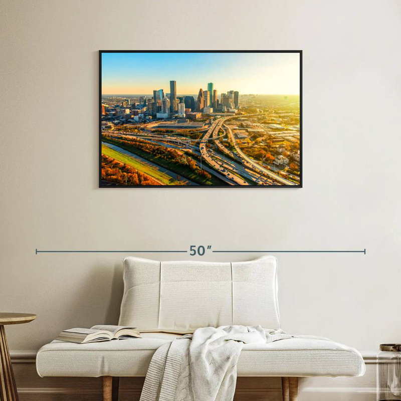 Golden Houston Highway, 37 po x 25 po, Cadre flottant noir
