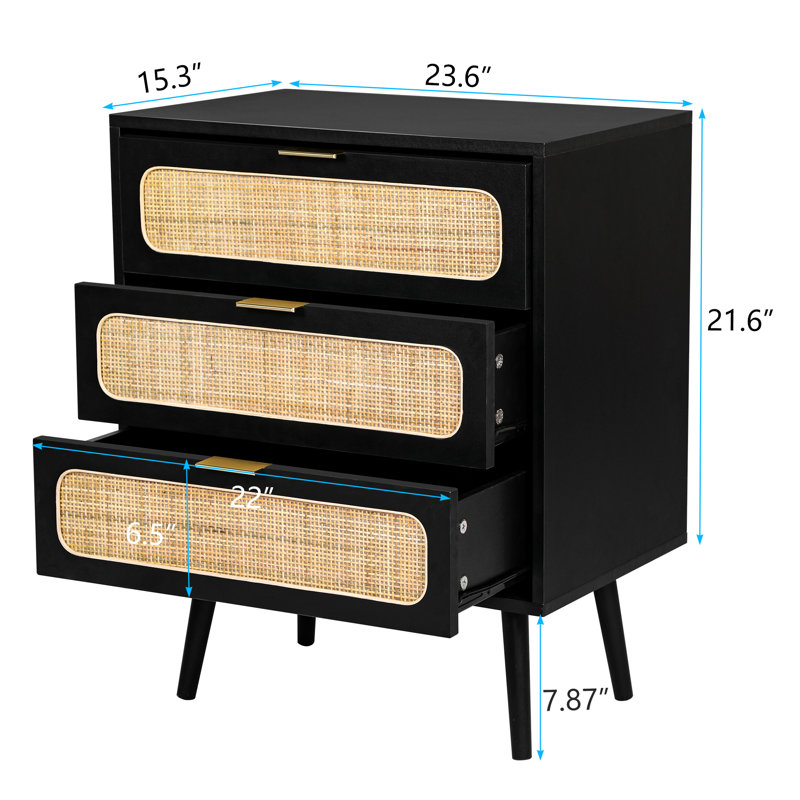 Chamblin 23.6'' W Nightstand, Black