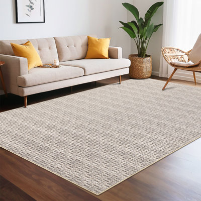 Washable Rug Imitation Braided Print Area Rug Non Slip Large Rug for Living Room Solid Printed Textured Rug Farmhouse Carpet Rug for Bedroom Dining Room