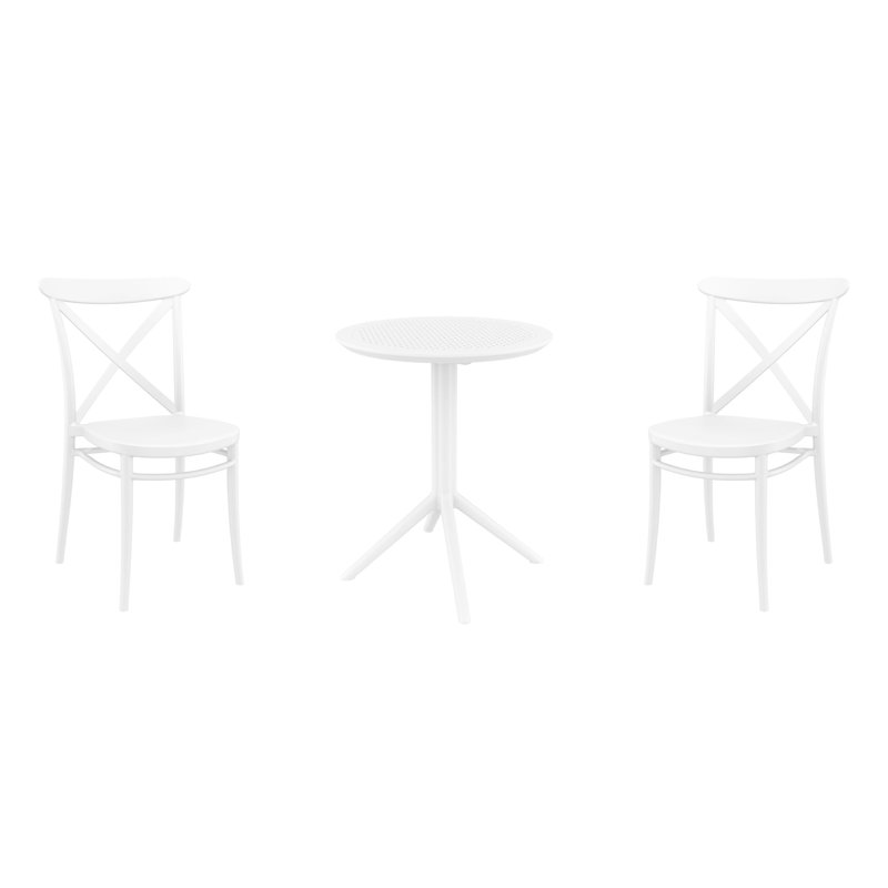 Ensemble bistro en plastique avec table pliable 23,6 po Farrah, Blanc