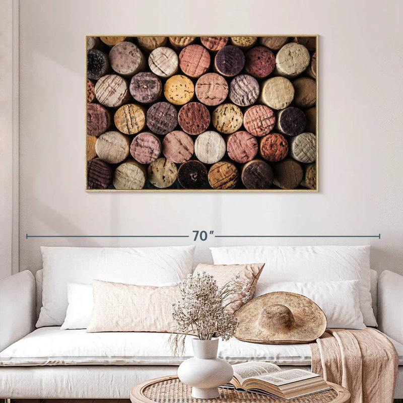 Collection de bouchons de vin, Cadre flottant en bois naturel, 46 po x 31 po