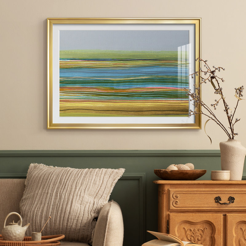 Jaclyn " Parallel Striae II " by Jodi Fuchs Oil Print, 24x36 Opening (27x39 Outer), Doré
