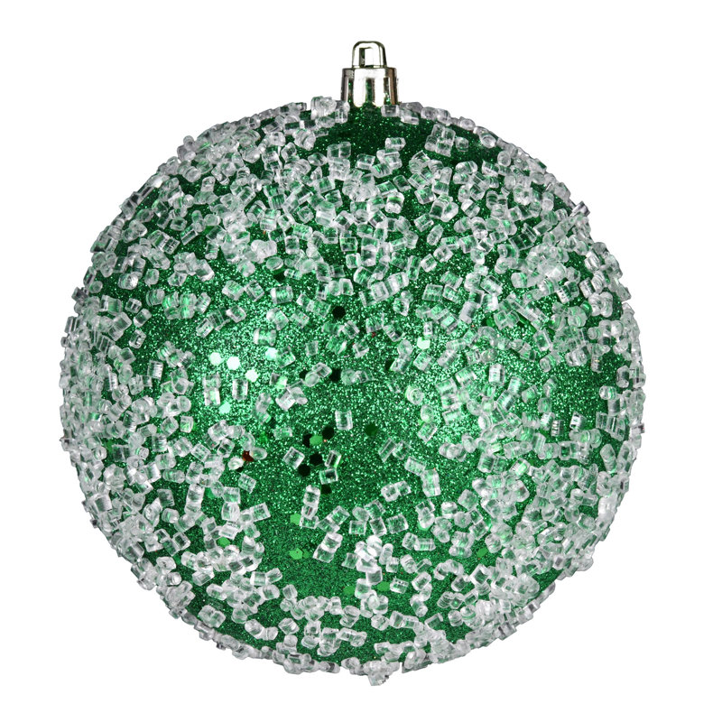 Ornement boule scintillante, Vert, H 4 po x l 4 po x P 4 po, 6