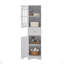 Grande armoire de salle de bain, armoire de rangement autoportante avec tiroir et portes, panneau de fibres à densité moyenne, porte en acrylique, tablette réglable-672878965