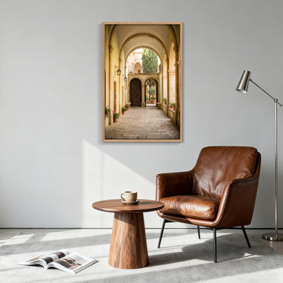 Ensemble de 1 tableau sur toile représentant une cour avec une arche