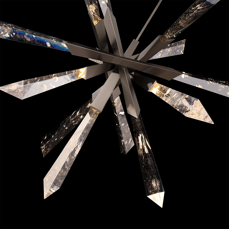 Solitude 12 Light Crystal LED Chandelier, Antique Nickel