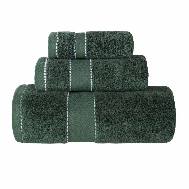 Ensemble de serviettes en coton égyptien 3 pièces Niles, Vert forêt
