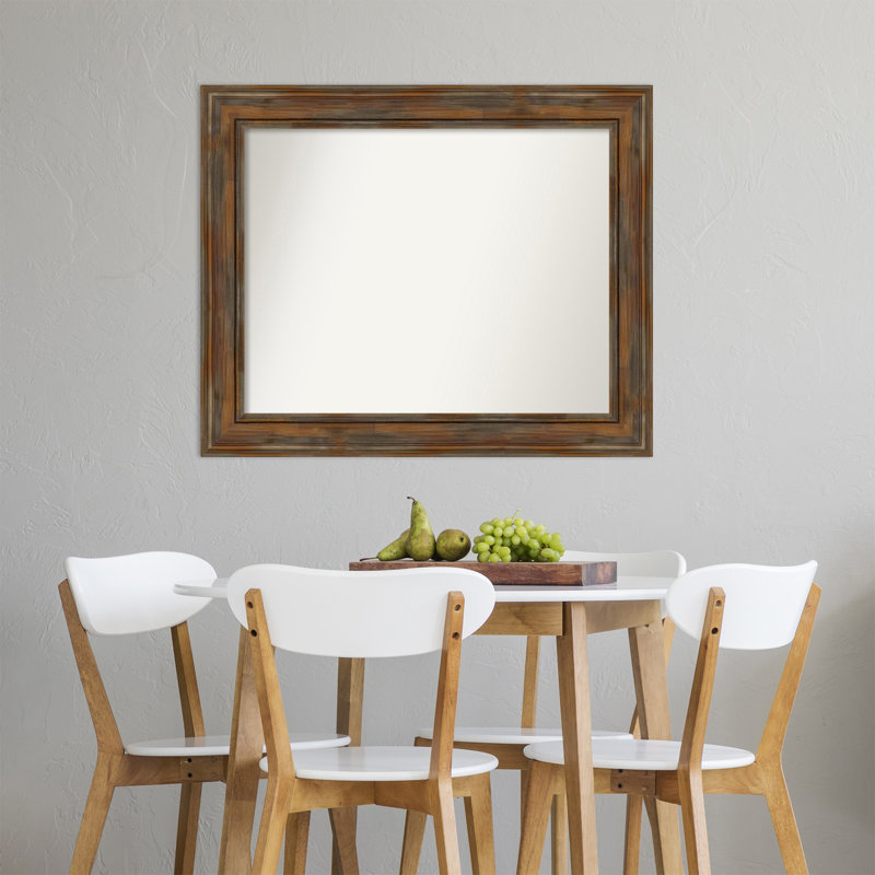 Miroir d'appoint mural Chirsty, H 28 po x l 34 po, Brun patiné