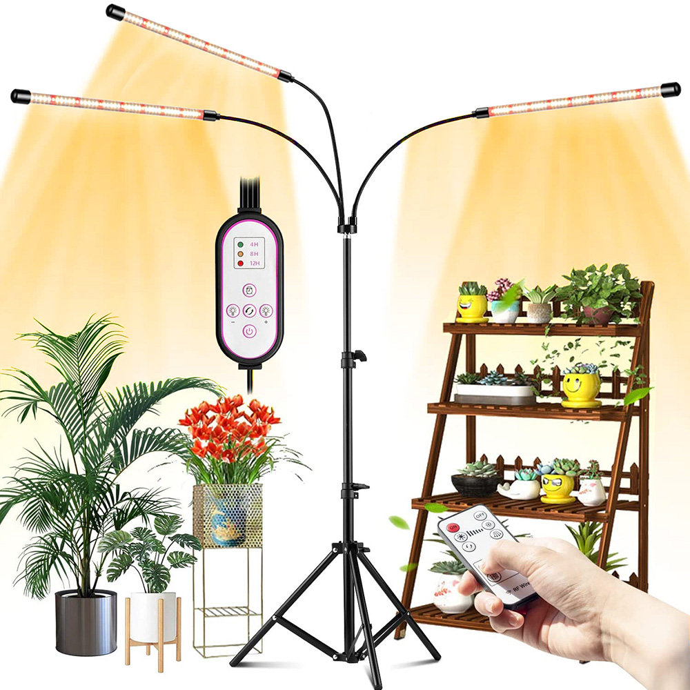 Pflanzenlampe Led Vollspektrum Grow Lampe Mit Ständer Wachstumslampe 3 Farbmodi[vollspektrum,1 Stativ Mit 3 Lampenköp]