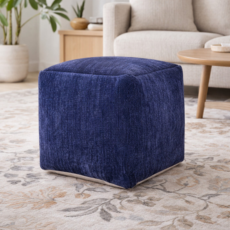 Repose-pieds Ines, Chenille bleue marine