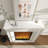 White Solid Wood Electric Fireplace-117547276