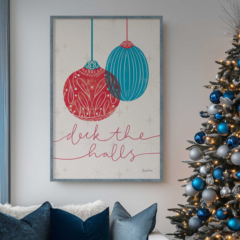 Elegant Holiday Ornaments V Rolled Print, Weathered Zinc Framed, 15.25" H x 12.25" W x 1.25" D