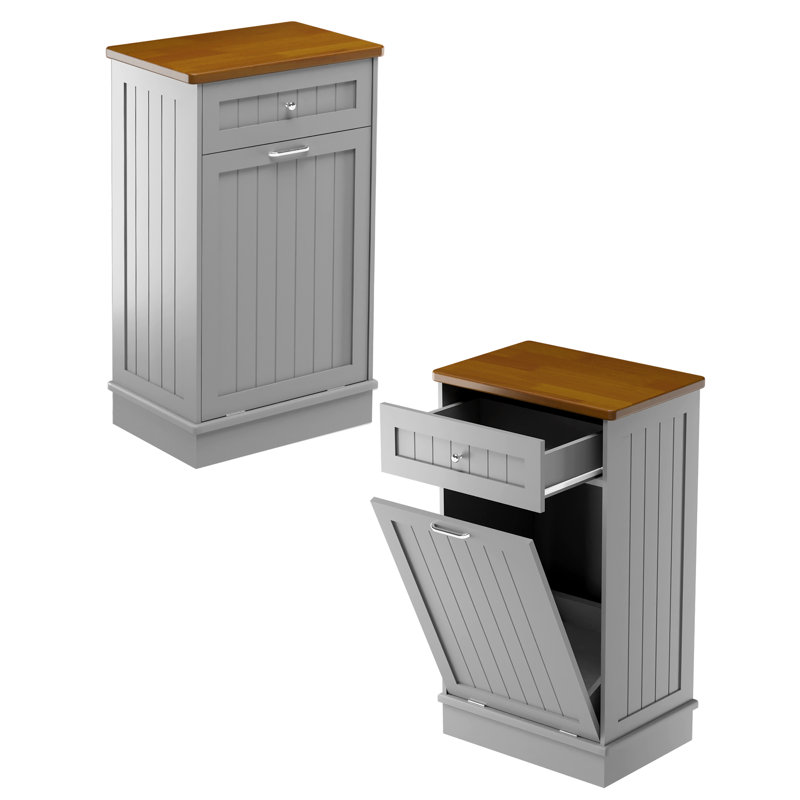 Armoire poubelle inclinable 10 gallons Havant, Gris / brun foncé