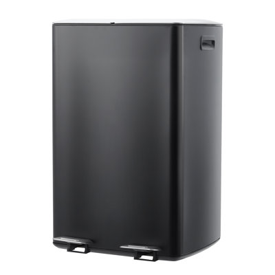 Stainless Steel 16 Gallon (60 L) Dual Trash Can with Plastic Inner Buckets for Kitchen and Living Room