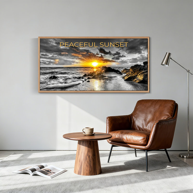 «Peaceful Sunset», reproduction d'art sur toile encadrée de 1 48 po x 24 po, 48 x 24 pouces