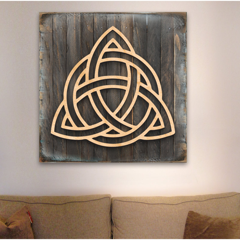Décoration murale blocs en bois celtique spiral symbol, H 18 po x l 18 po x P 2 po
