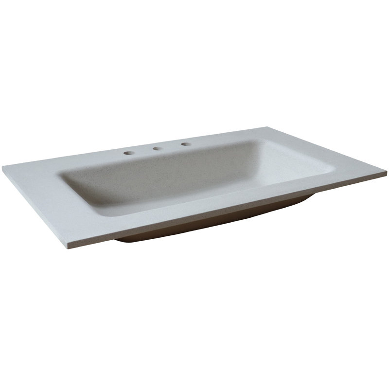 Plateau de meuble-lavabo simple 37 po gris avec lavabo, Blanc