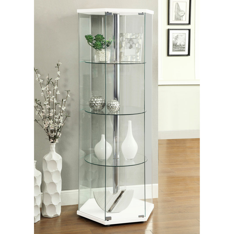Vitrine à quatre tablettes en verre blanc