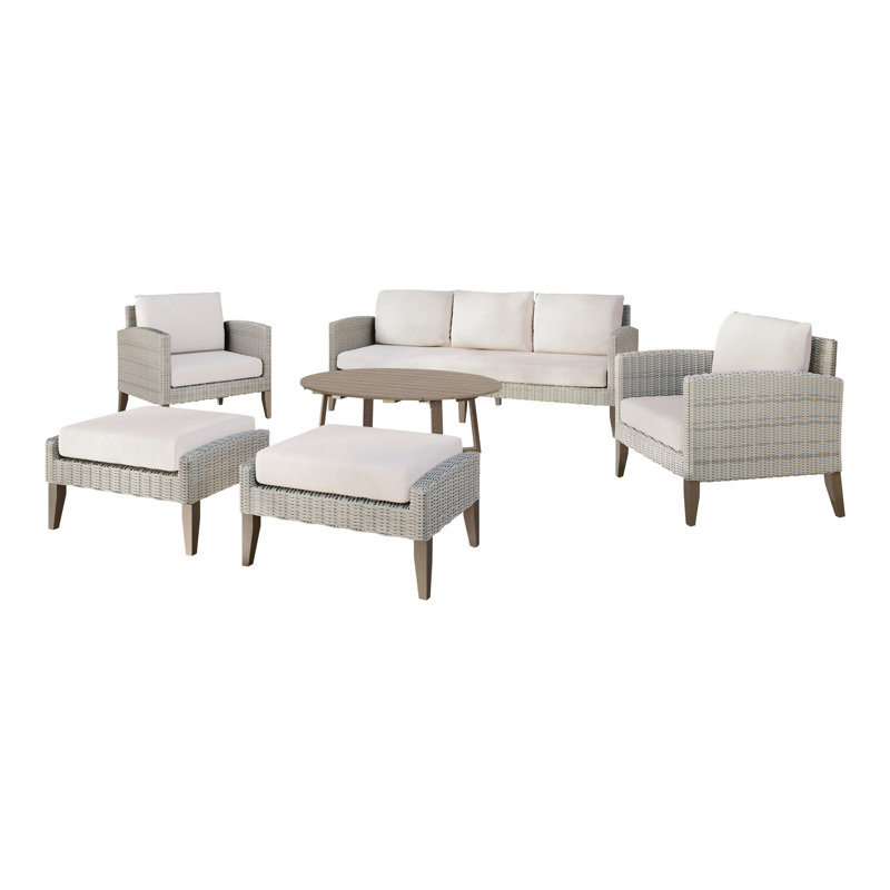 Lucele 6-Piece Wood Patio Conversation Set, Beige