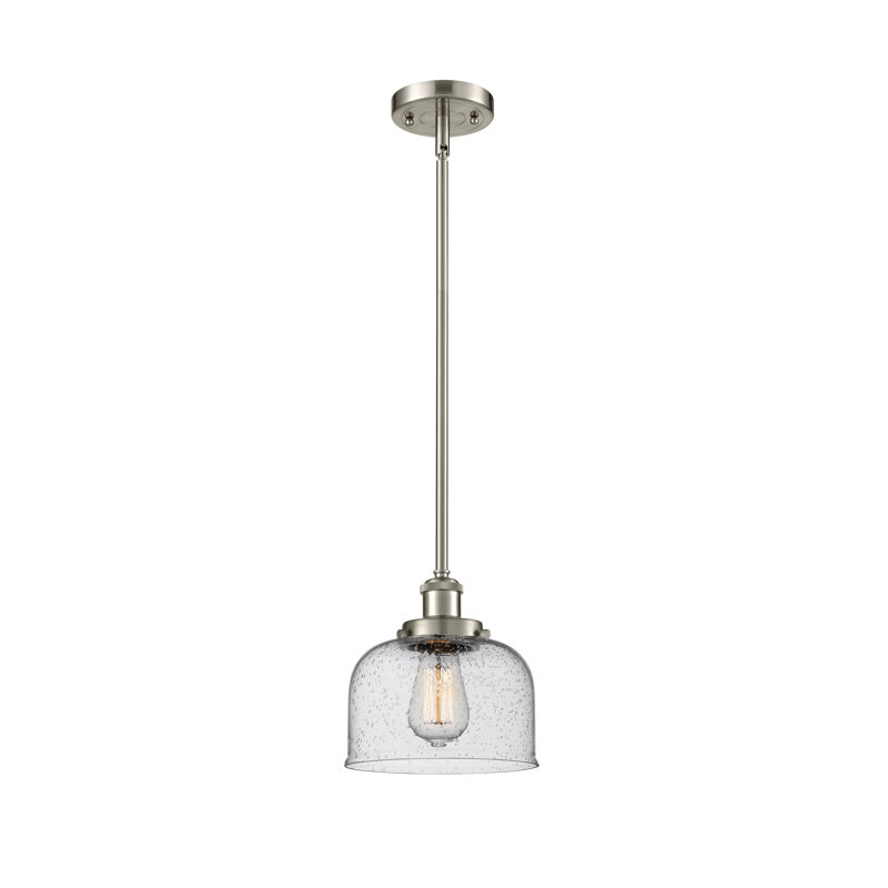 Mini luminaire suspendu en forme de tige 8 po Ballston Urban Bell, Grainé, Nickel satiné brossé, Ampoule non incluse